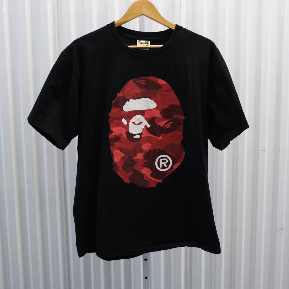 A Bathing Ape T-Shirt Men XL Black Red Camo Ape Head